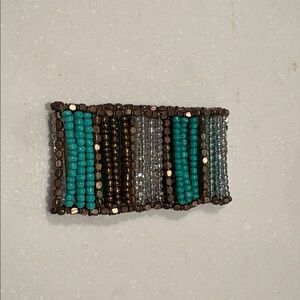 Turquoise and Metallic Seed Bead Stretch Bracelet